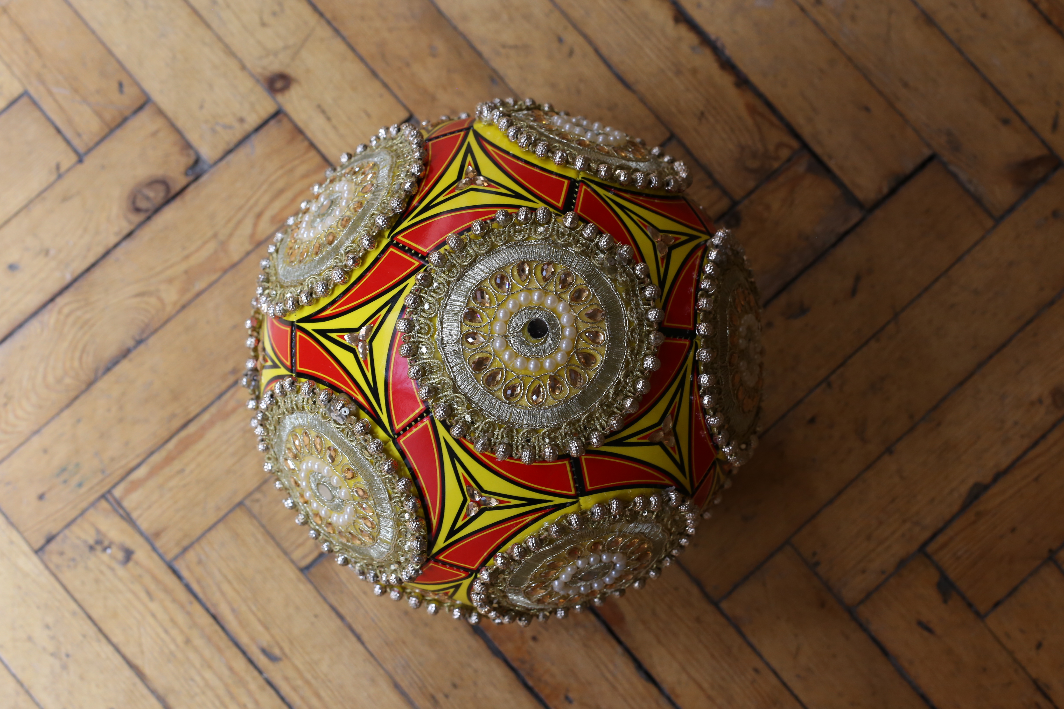 small football decorated with jewels 